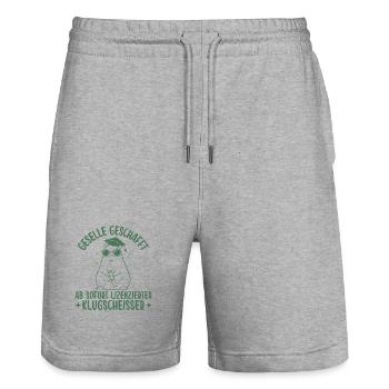 Geselle geschafft Lizenzierter Klugscheißer - Stanley/Stella Unisex Bio Joggingshorts Trainer  - Grau meliert - Vorne - Nik (191cm) & Marisol (170cm)