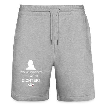 Ich wünschte ich wäre Dichter - Stanley/Stella Unisex Bio Joggingshorts Trainer  - Grau meliert - Vorne - Nik (191cm) & Marisol (170cm)