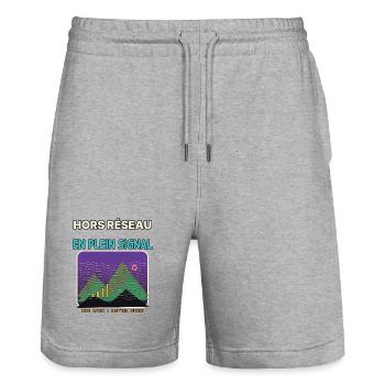 Montagnes au Plein Signal Graphique - Short de jogging bio TRAINER Stanley/Stella unisexe - gris chiné - Devant - Nik (191cm) & Marisol (170cm)