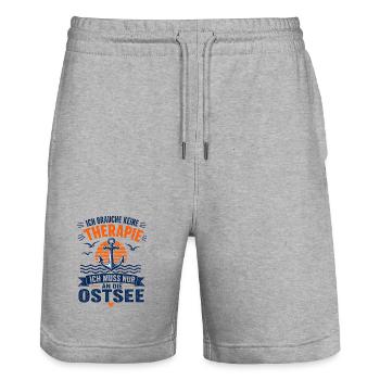 Ich brauche keine Therapie ich muss an die Ostsee - Stanley/Stella Unisex Bio Joggingshorts Trainer  - Grau meliert - Vorne - Nik (191cm) & Marisol (170cm)