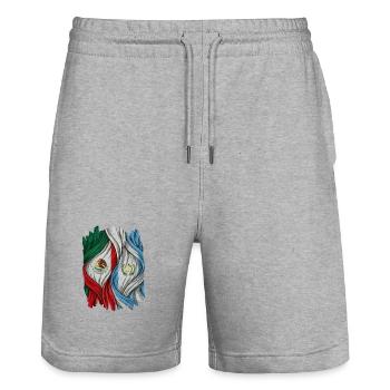 Fiers des drapeaux du Mexique et du Guatemala - Short de jogging bio TRAINER Stanley/Stella unisexe - gris chiné - Devant - Nik (191cm) & Marisol (170cm)