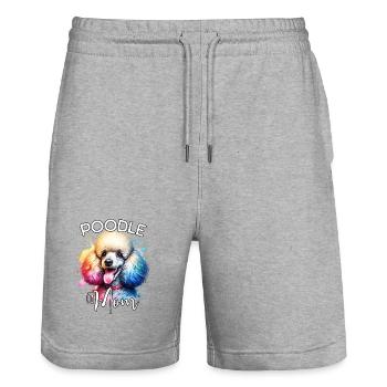 Poodle Mom - Stanley/Stella Trainer Unisex Organic Jogging Shorts - heather grey - Front - Nik (191cm) & Marisol (170cm)