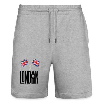 London - Stanley/Stella Trainer Unisex Organic Jogging Shorts - heather grey - Front - Nik (191cm) & Marisol (170cm)