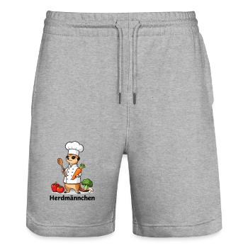 Herdmännchen Koch Gastronomie Lustig Gastro - Stanley/Stella Unisex Bio Joggingshorts Trainer  - Grau meliert - Vorne - Nik (191cm) & Marisol (170cm)