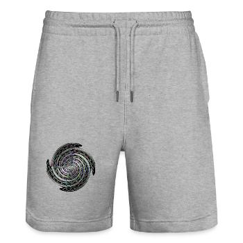 Colour Swirl Vortex Spiral - Stanley/Stella Trainer Unisex Organic Jogging Shorts - heather grey - Front - Nik (191cm) & Marisol (170cm)
