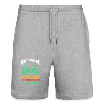 Hiking Mountain Trail Backpacking Outdoors Poaching - Stanley/Stella Trainer Unisex Organic Jogging Shorts - heather grey - Front - Nik (191cm) & Marisol (170cm)