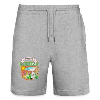 Learn about recycling - Stanley/Stella Trainer Unisex Organic Jogging Shorts - heather grey - Front - Nik (191cm) & Marisol (170cm)