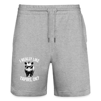 Dictons de tapir Tapir Drôle de cadeau de tapir - Short de jogging bio TRAINER Stanley/Stella unisexe - gris chiné - Devant - Nik (191cm) & Marisol (170cm)