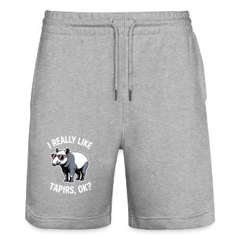 Dictons de tapir Tapir Drôle de cadeau de tapir - Short de jogging bio TRAINER Stanley/Stella unisexe - gris chiné - Devant - Nik (191cm) & Marisol (170cm)