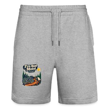 First Overnighter Fire Road Motel Off Road Cycling - Stanley/Stella Trainer Unisex Organic Jogging Shorts - heather grey - Front - Nik (191cm) & Marisol (170cm)