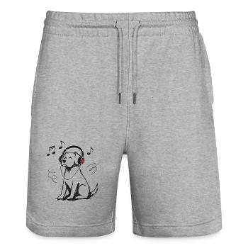 Dog Headphones Music Sketch Dog Gift - Stanley/Stella Trainer Unisex Organic Jogging Shorts - heather grey - Front - Nik (191cm) & Marisol (170cm)