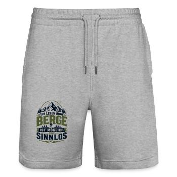 Ein Leben ohne Berge ist möglich sinnlos - Stanley/Stella Unisex Bio Joggingshorts Trainer  - Grau meliert - Vorne - Nik (191cm) & Marisol (170cm)