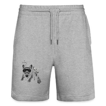 Bouledogue français en plongeur sous-marin - Short de jogging bio TRAINER Stanley/Stella unisexe - gris chiné - Devant - Nik (191cm) & Marisol (170cm)