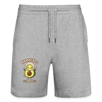 Mamacado 2027 Avocado Mama - Stanley/Stella Trainer Unisex Organic Jogging Shorts - heather grey - Front - Nik (191cm) & Marisol (170cm)