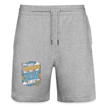 Private Pilot My Passion My Aviation Enthusiast - Stanley/Stella Trainer Unisex Organic Jogging Shorts - heather grey - Front - Nik (191cm) & Marisol (170cm)