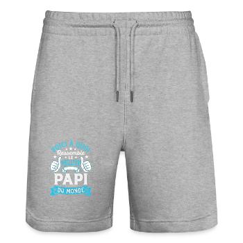 Voici le meilleur Papi du monde vintage - Short de jogging bio TRAINER Stanley/Stella unisexe - gris chiné - Devant - Nik (191cm) & Marisol (170cm)