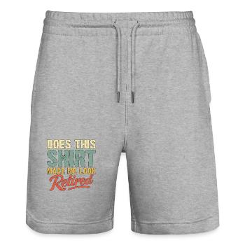 does this shirt make me look retired - Stanley/Stella Trainer Unisex Organic Jogging Shorts - heather grey - Front - Nik (191cm) & Marisol (170cm)