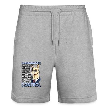Llamanager Chef Schäff | Teamleiter | Manager CEO - Stanley/Stella Unisex Bio Joggingshorts Trainer  - Grau meliert - Vorne - Nik (191cm) & Marisol (170cm)
