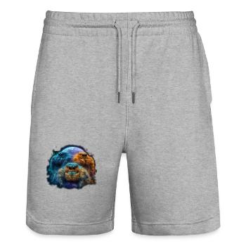 Springspinnen Vollmond Kawaii Chibi Jumping Spider - Stanley/Stella Unisex Bio Joggingshorts Trainer  - Grau meliert - Vorne - Nik (191cm) & Marisol (170cm)