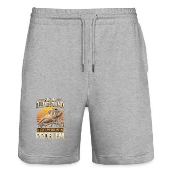Ruhestand Walross Relax-Design - Stanley/Stella Unisex Bio Joggingshorts Trainer  - Grau meliert - Vorne - Nik (191cm) & Marisol (170cm)
