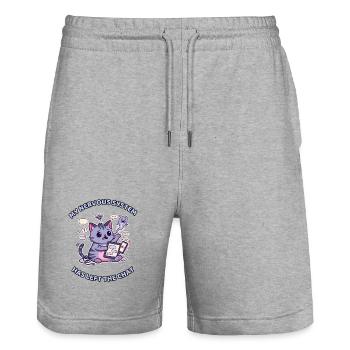 My Nervous System Has Left the Chat - Stanley/Stella Trainer Unisex Organic Jogging Shorts - heather grey - Front - Nik (191cm) & Marisol (170cm)