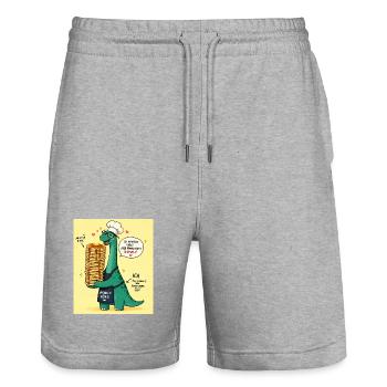 PfannenKönig Dino Pancake - Stanley/Stella Unisex Bio Joggingshorts Trainer  - Grau meliert - Vorne - Nik (191cm) & Marisol (170cm)