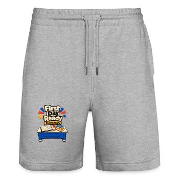 Premier jour d’école Enseignant d’élémentaire Rencontrez le Te - Short de jogging bio TRAINER Stanley/Stella unisexe - gris chiné - Devant - Nik (191cm) & Marisol (170cm)