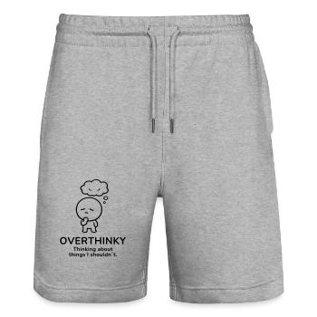 Overthinky – Thinking Too Much | Mindful Mood - Stanley/Stella Unisex Bio Joggingshorts Trainer  - Grau meliert - Vorne - Nik (191cm) & Marisol (170cm)
