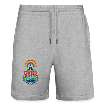 Gottes Kleiner Entdecker - Stanley/Stella Unisex Bio Joggingshorts Trainer  - Grau meliert - Vorne - Nik (191cm) & Marisol (170cm)