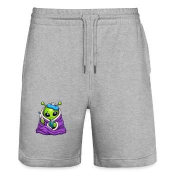 Cuddly Alien Cold Cozy - Stanley/Stella Trainer Unisex Organic Jogging Shorts - heather grey - Front - Nik (191cm) & Marisol (170cm)