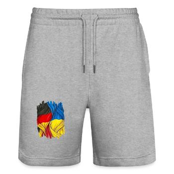 Fiers du drapeau allemand et ukrainien - Short de jogging bio TRAINER Stanley/Stella unisexe - gris chiné - Devant - Nik (191cm) & Marisol (170cm)
