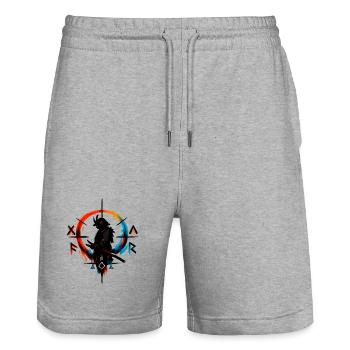 Silhouette de la roue chromatique dans Ink Splash - Short de jogging bio TRAINER Stanley/Stella unisexe - gris chiné - Devant - Nik (191cm) & Marisol (170cm)