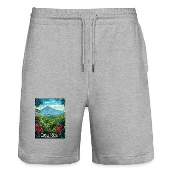 Costa Rica Tropische Landschaft Abenteuer - Stanley/Stella Unisex Bio Joggingshorts Trainer  - Grau meliert - Vorne - Nik (191cm) & Marisol (170cm)