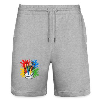 Drawing Painter Artist Brush Colourful Art - Stanley/Stella Trainer Unisex Organic Jogging Shorts - heather grey - Front - Nik (191cm) & Marisol (170cm)