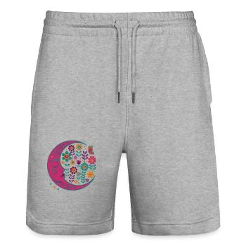 Spiritualität Meditation Heilige Geometrie Lotus - Stanley/Stella Unisex Bio Joggingshorts Trainer  - Grau meliert - Vorne - Nik (191cm) & Marisol (170cm)