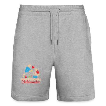 Tagesmutter Professional Childminder Nanny - Stanley/Stella Unisex Bio Joggingshorts Trainer  - Grau meliert - Vorne - Nik (191cm) & Marisol (170cm)