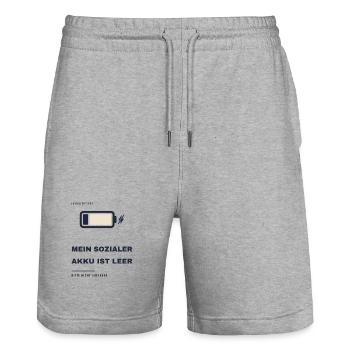 Mein Sozialer Akku Ist Leer Introvertiert - Stanley/Stella Unisex Bio Joggingshorts Trainer  - Grau meliert - Vorne - Nik (191cm) & Marisol (170cm)