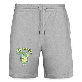 JGA Mojito Cocktail Barkeeper - Stanley/Stella Unisex Bio Joggingshorts Trainer  - Grau meliert - Vorne - Nik (191cm) & Marisol (170cm)
