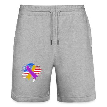 Blasenkrebs Krebs Blase - Stanley/Stella Unisex Bio Joggingshorts Trainer  - Grau meliert - Vorne - Nik (191cm) & Marisol (170cm)