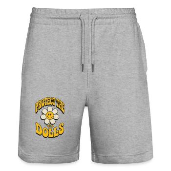 Protect The Dolls Blume Retro - Stanley/Stella Unisex Bio Joggingshorts Trainer  - Grau meliert - Vorne - Nik (191cm) & Marisol (170cm)