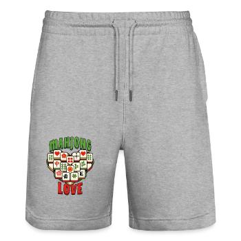 Mahjong Game Social Club Love Mahjong - Stanley/Stella Trainer Unisex Organic Jogging Shorts - heather grey - Front - Nik (191cm) & Marisol (170cm)