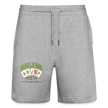 Mahjong-Spiel Sozialclub-Mahjong-Spieler - Stanley/Stella Unisex Bio Joggingshorts Trainer  - Grau meliert - Vorne - Nik (191cm) & Marisol (170cm)
