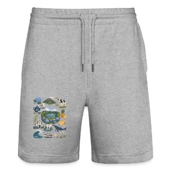 Azoren | Vulkaninseln, Wale & Natur - Stanley/Stella Unisex Bio Joggingshorts Trainer  - Grau meliert - Vorne - Nik (191cm) & Marisol (170cm)