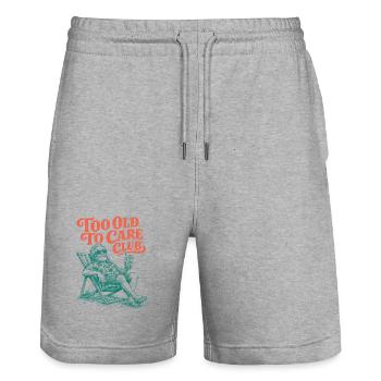 Too Old To Care Club Opa-Urlaub - Stanley/Stella Unisex Bio Joggingshorts Trainer  - Grau meliert - Vorne - Nik (191cm) & Marisol (170cm)
