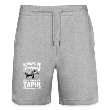 Tapire Sprüche Tapir Lustiges Tapire Geschenk - Stanley/Stella Unisex Bio Joggingshorts Trainer  - Grau meliert - Vorne - Nik (191cm) & Marisol (170cm)