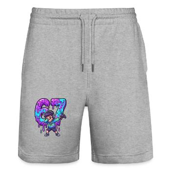 67 Dabbing Gamer Six Seven Meme Brainrot Zocker - Stanley/Stella Unisex Bio Joggingshorts Trainer  - Grau meliert - Vorne - Nik (191cm) & Marisol (170cm)