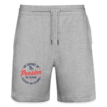 Pensionierung Retro Liegestuhl Abschied Pension - Stanley/Stella Unisex Bio Joggingshorts Trainer  - Grau meliert - Vorne - Nik (191cm) & Marisol (170cm)