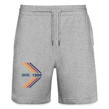 1986 Limited Edition Geburtstag Herren Damen - Stanley/Stella Unisex Bio Joggingshorts Trainer  - Grau meliert - Vorne - Nik (191cm) & Marisol (170cm)