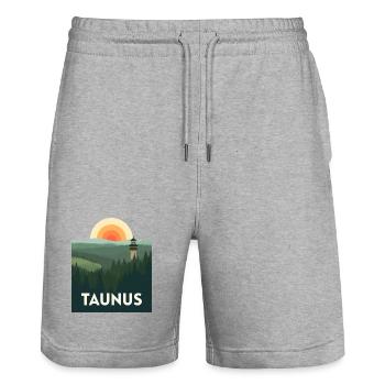 Taunus Vintage | Nature Travel Poster - Stanley/Stella Unisex Bio Joggingshorts Trainer  - Grau meliert - Vorne - Nik (191cm) & Marisol (170cm)