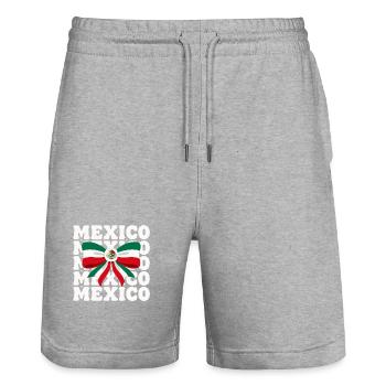 MEXICO Mexikanische Flagge Nationalstolz - Stanley/Stella Unisex Bio Joggingshorts Trainer  - Grau meliert - Vorne - Nik (191cm) & Marisol (170cm)